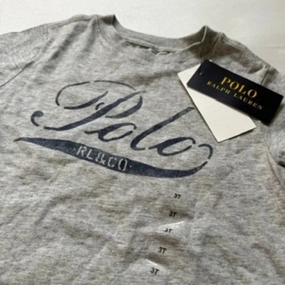 Kids Polo Ralph Lauren Grey Logo Graphic T Shirt Size 3T - Picture 4 of 4